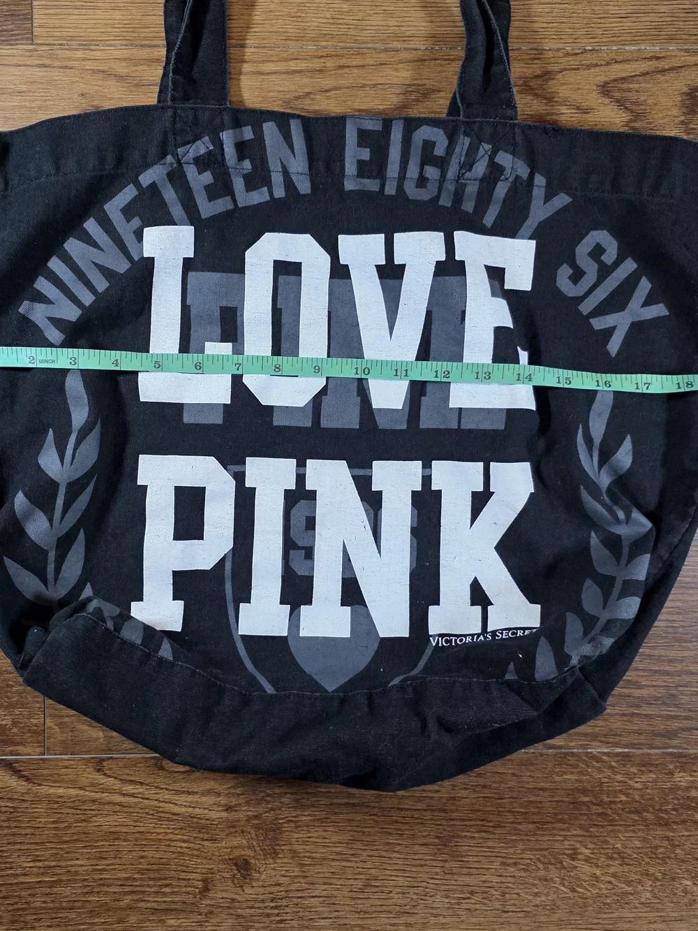 Victoria's Secret LOVE PINK Black Canvas Tote Y2k 2000s